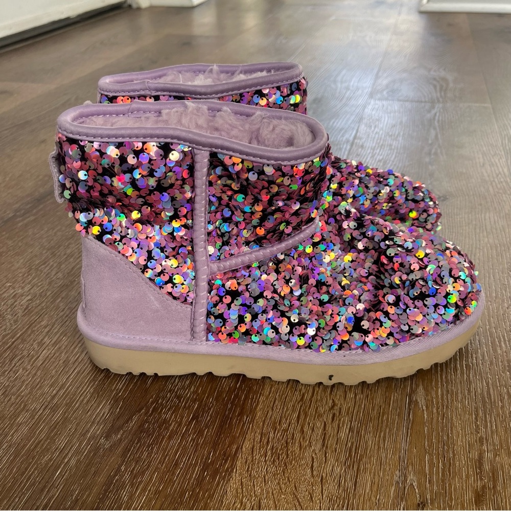 UGG Classic Mini Stellar Sequin Boots, Lilac Frost - Picture 2 of 6